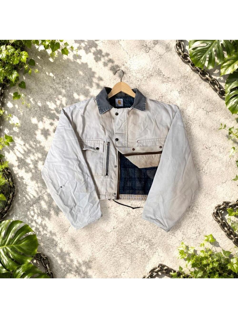 Carhartt Duck Canvas Pearl Snap Detroit Jacket us M Beige Blanket Lined trucker